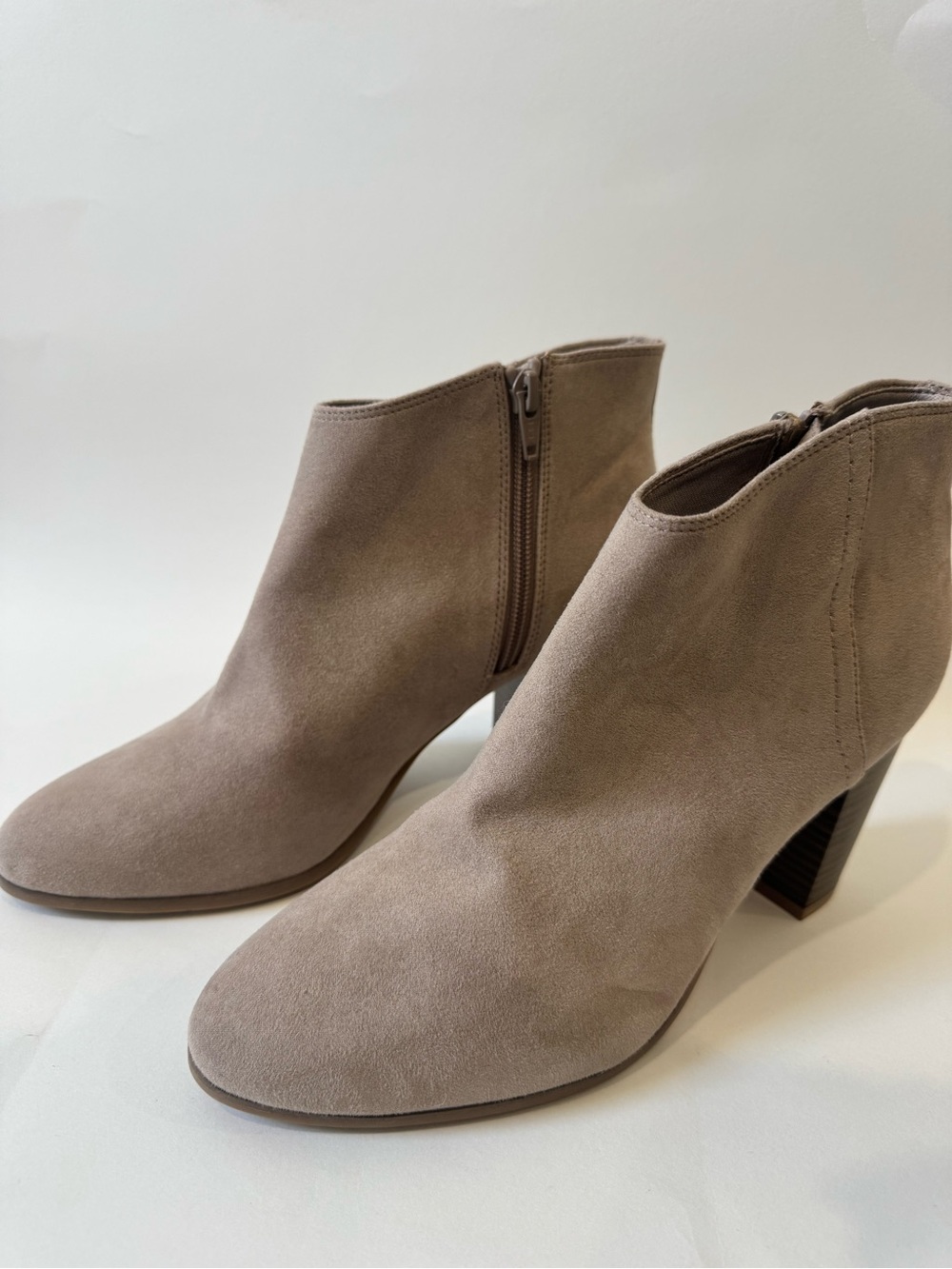 Old Navy Taupe Suede-Look Ankle Booties